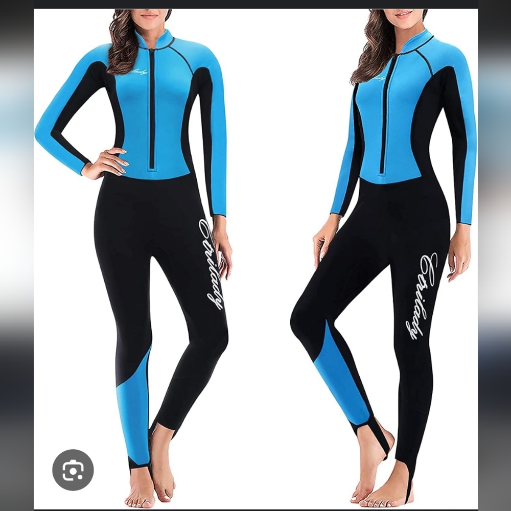 Women's Blue and Black Full Body Swimsuit